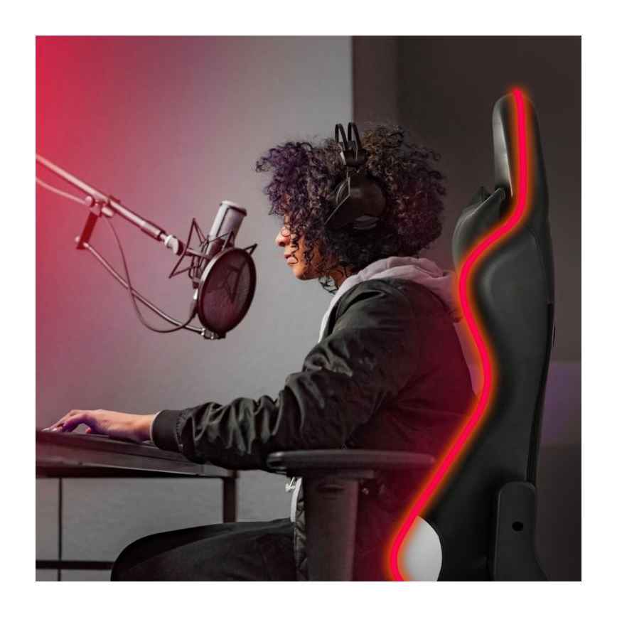 Καρέκλα gaming VARR Flash με οπίσθιο φωτισμό LED RGB + τηλεχειριστήριο μαύρο/λευκό