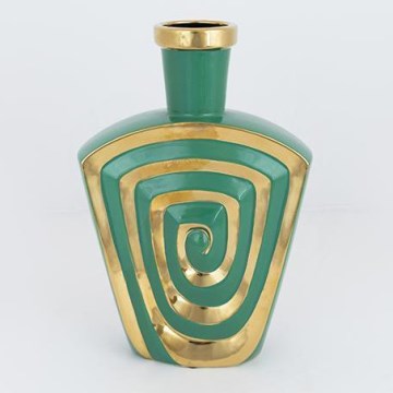 Κεραμικό βάζο 30x20,2 cm πράσινο/χρυσό