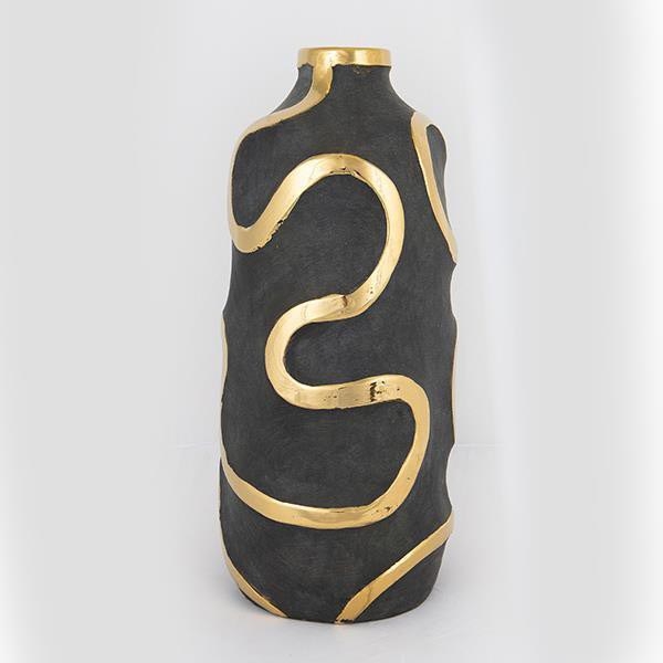 Κεραμικό βάζο 45x19,5 cm χρυσό/μαύρο