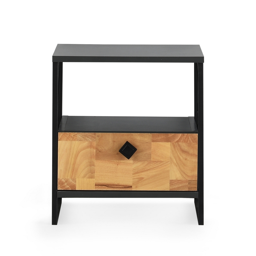 Κομοδίνο ALTUNIZADE 50x45 cm μαύρο/καφέ