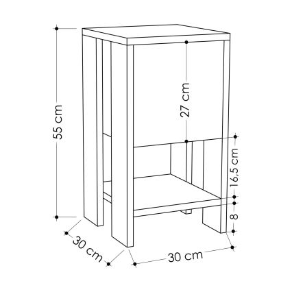 Κομοδίνο EMA 55x30 cm ανθρακί