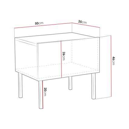 Κομοδίνο EXITO 46x50 cm λευκό/χρυσαφί