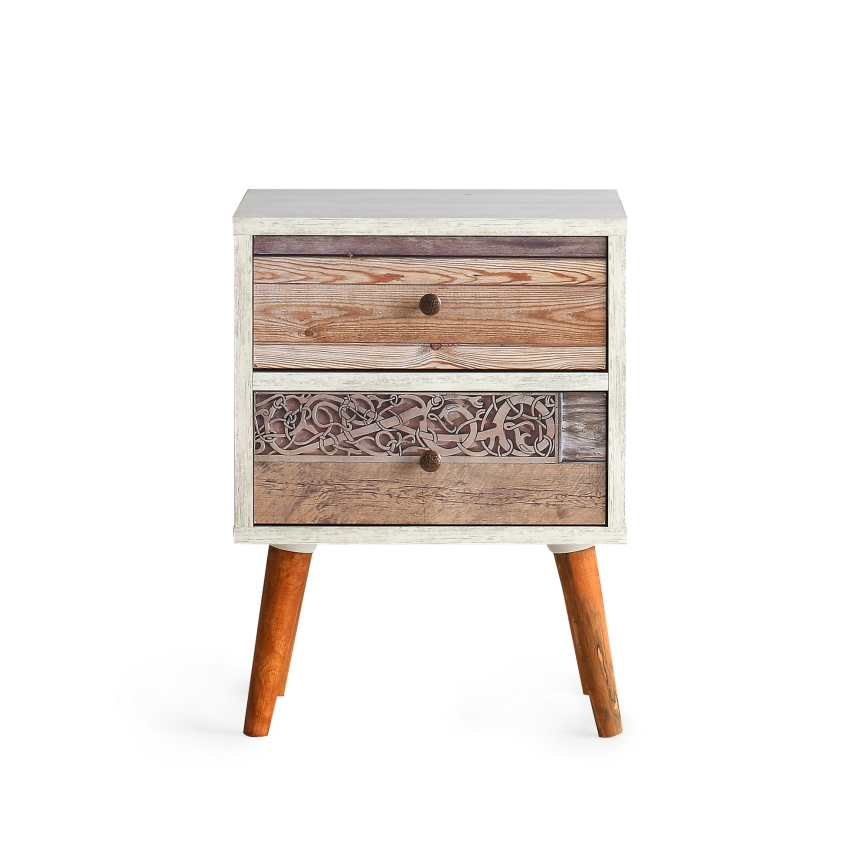 Κομοδίνο MALMO 55x40 cm λευκό/καφέ