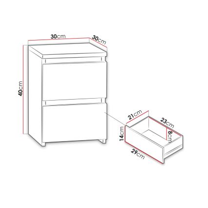 Κομοδίνο MALWA 40x30 cm λευκό γυαλιστερό