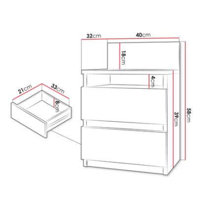 Κομοδίνο MALWA 59x40 cm λευκό