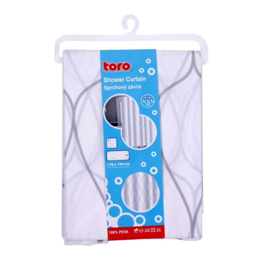 Κουρτίνα μπάνιου TORO EASY 178x199 cm λευκό/γκρι