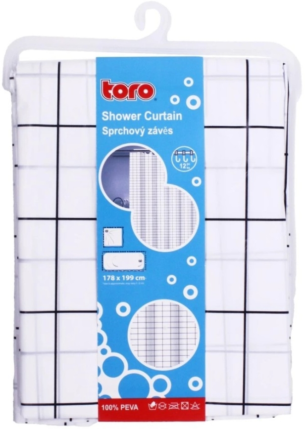 Κουρτίνα μπάνιου TORO EASY 178x199 cm λευκό/μαύρο