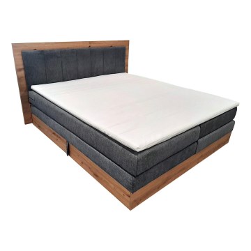 Κρεβάτι boxspring JASMINE 180x200 cm με στρώματα, τόπερ και αποθηκευτικό χώρο, γκρι