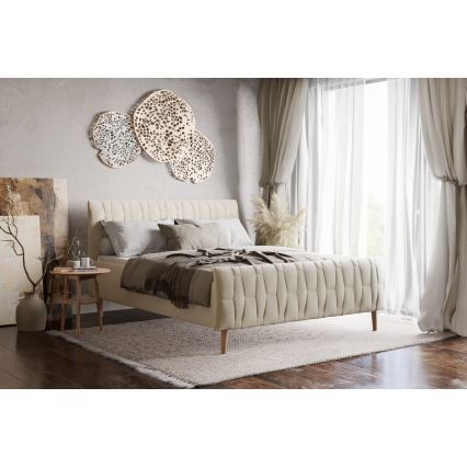 Κρεβάτι με ταπετσαρία χωρίς στρώμα FLORA 180x200 cm μπεζ