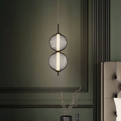 Κρεμαστό LED φωτιστικό PUMA με καλώδιο, LED/10W/230V, Ø 14 cm, μαύρο