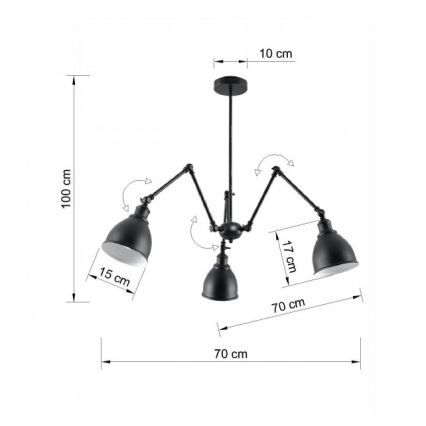 Κρεμαστό πολύφωτο STARK SHADE 3xE27/60W/230V