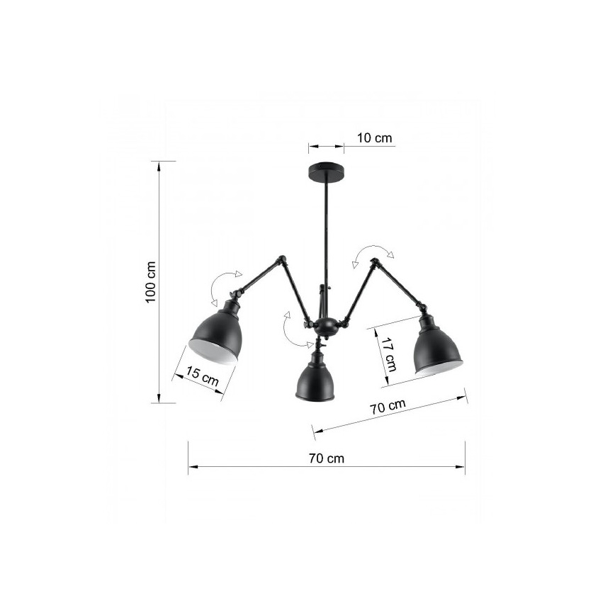 Κρεμαστό πολύφωτο STARK SHADE 3xE27/60W/230V