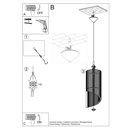 Κρεμαστό πολύφωτο με σύρμα ALEXIA 1xE27/60W/230V