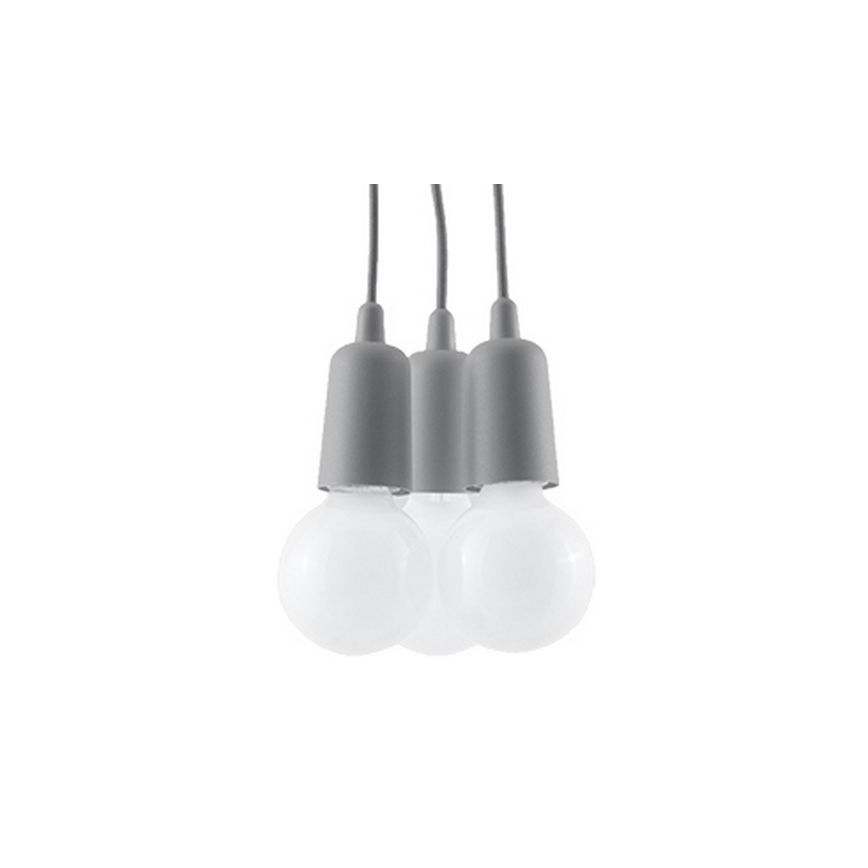 Κρεμαστό πολύφωτο με σύρμα DIEGO 3xE27/60W/230V γκρι