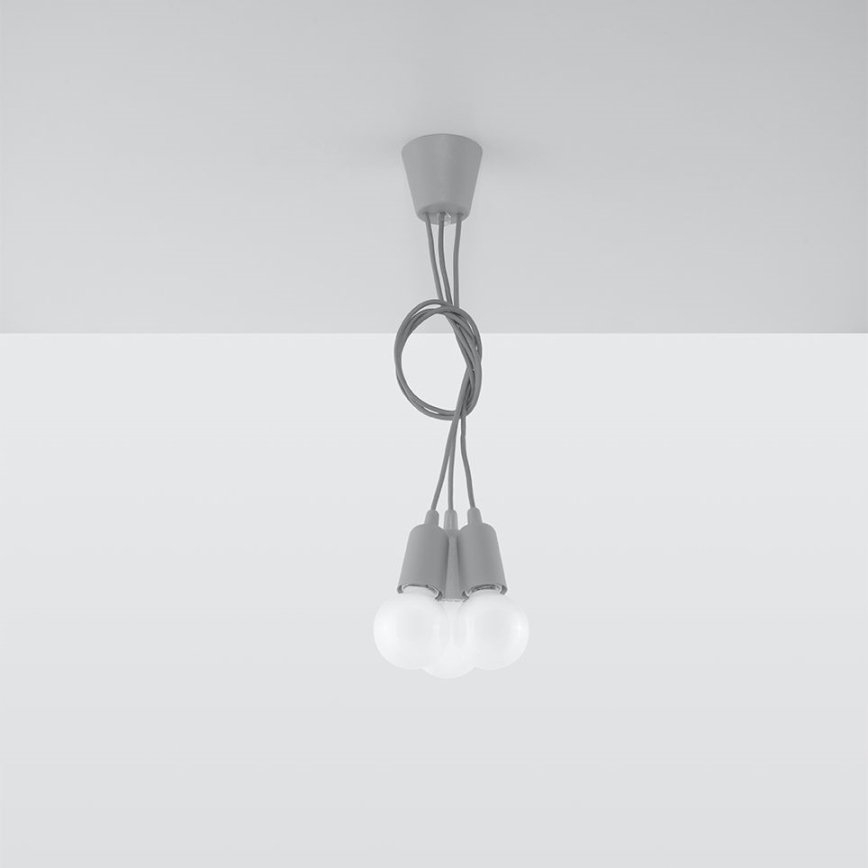 Κρεμαστό πολύφωτο με σύρμα DIEGO 3xE27/60W/230V γκρι