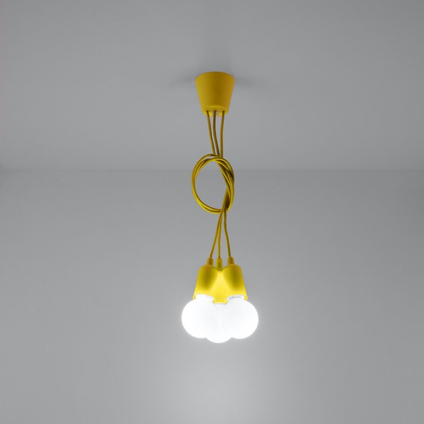 Κρεμαστό πολύφωτο με σύρμα DIEGO 3xE27/60W/230V κίτρινο