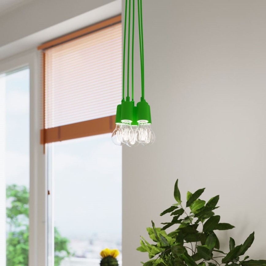 Κρεμαστό πολύφωτο με σύρμα DIEGO 5xE27/60W/230V πράσινο