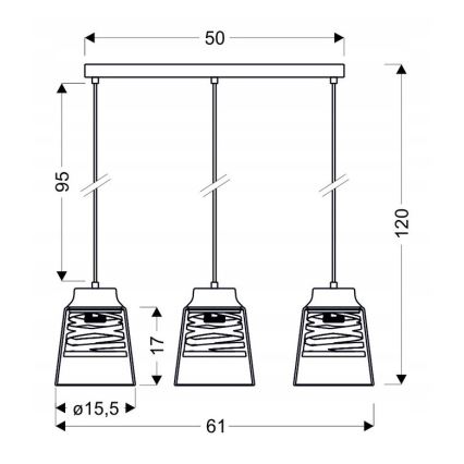 Κρεμαστό πολύφωτο με σύρμα FRESNO 3xE27/60W/230V