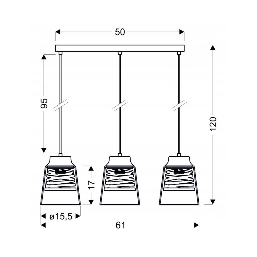 Κρεμαστό πολύφωτο με σύρμα FRESNO 3xE27/60W/230V