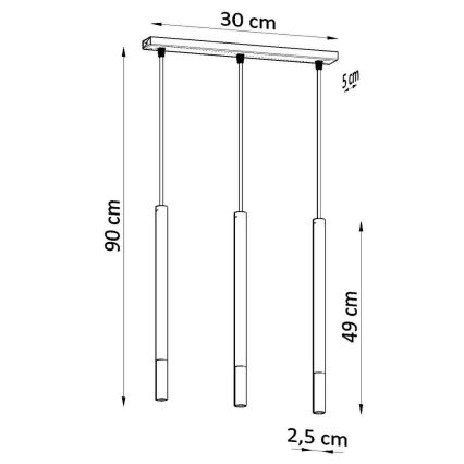 Κρεμαστό πολύφωτο με σύρμα MOSAIC 3xG9/12W/230V μαύρο/χρυσαφί