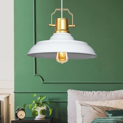 Κρεμαστό φως AYD 1xE27/40W/230V λευκό/χρυσό