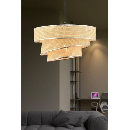 Κρεμαστό φως COUPER 1xE27/60W/230V μπεζ/γυαλιστερός χρώμα
