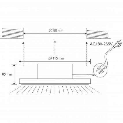 Κρεμαστό φως οροφής μπάνιου LED LED/10W/230V 4000K λευκό IP44