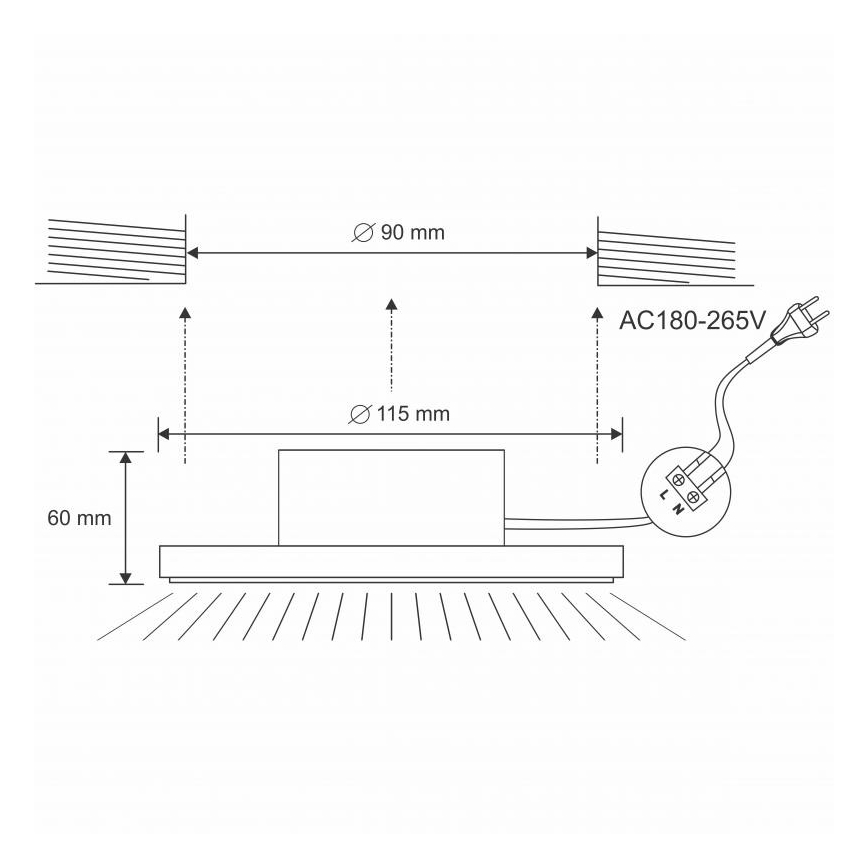 Κρεμαστό φως οροφής μπάνιου LED LED/10W/230V 4000K λευκό IP44