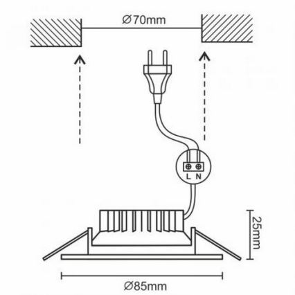 Κρεμαστό φως οροφής μπάνιου LED LED/7W/230V 4000K ασήμι IP44