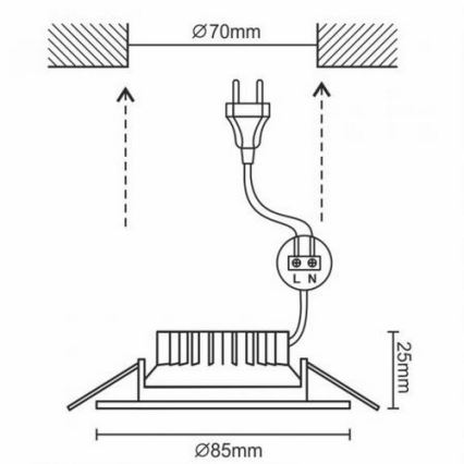 Κρεμαστό φως οροφής μπάνιου LED LED/7W/230V 4000K λευκό IP44