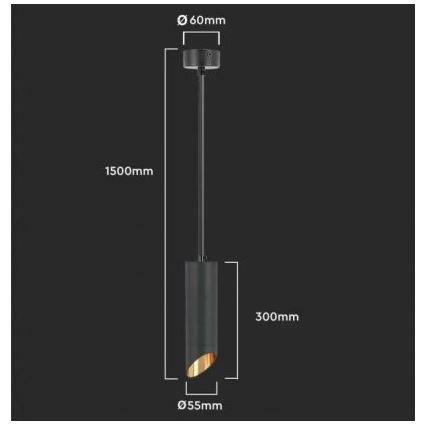 Κρεμαστό φωτιστικό 1xGU10/35W/230V 30 cm μαύρο