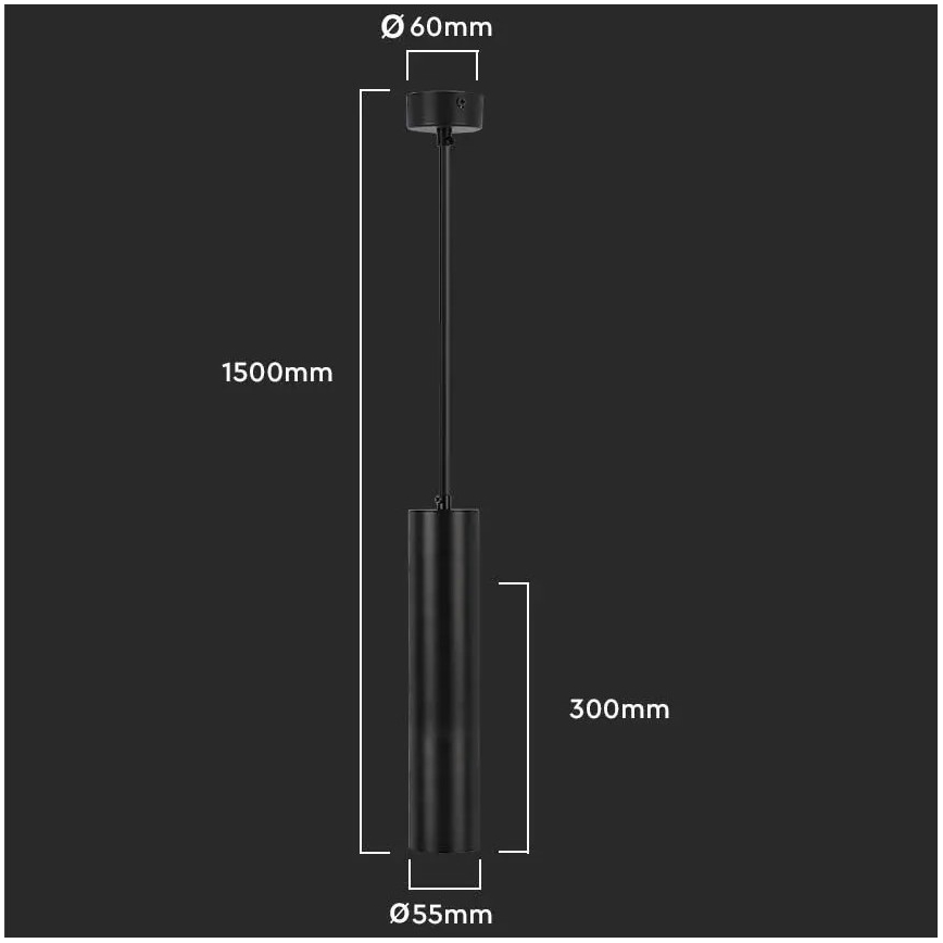 Κρεμαστό φωτιστικό 1xGU10/35W/230V 30 cm μαύρο