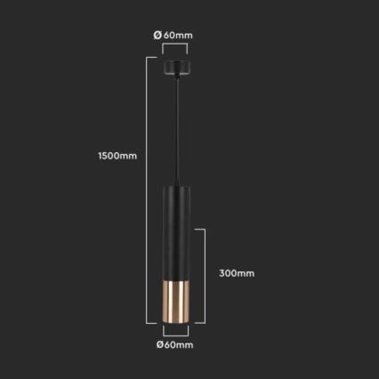 Κρεμαστό φωτιστικό 1xGU10/35W/230V 30 cm μαύρο/χρυσαφί