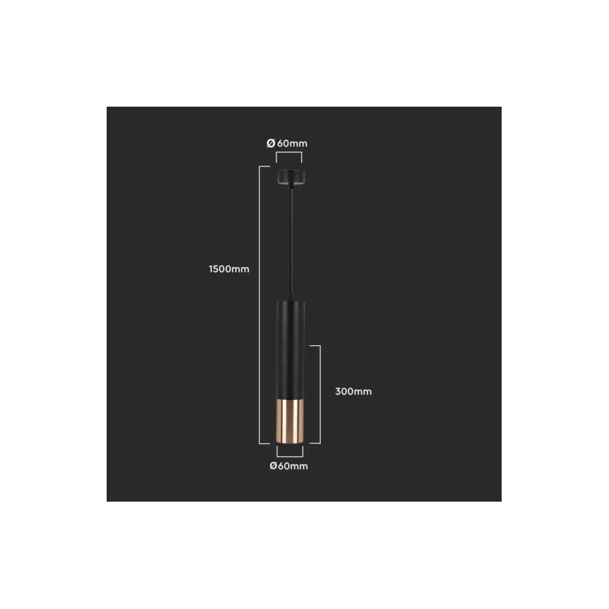 Κρεμαστό φωτιστικό 1xGU10/35W/230V 30 cm μαύρο/χρυσαφί