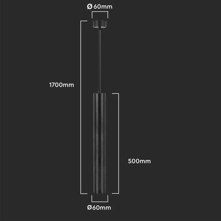 Κρεμαστό φωτιστικό 1xGU10/35W/230V 50 cm μαύρο