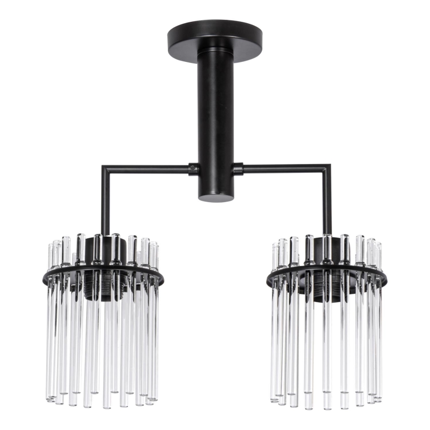 Κρεμαστό φωτιστικό 2xE27/60W/230V μαύρο/διαφανές