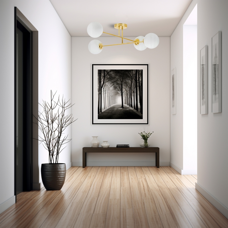 Κρεμαστό φωτιστικό 4xE27/35W/230V διάμετρος 70 cm χρυσό
