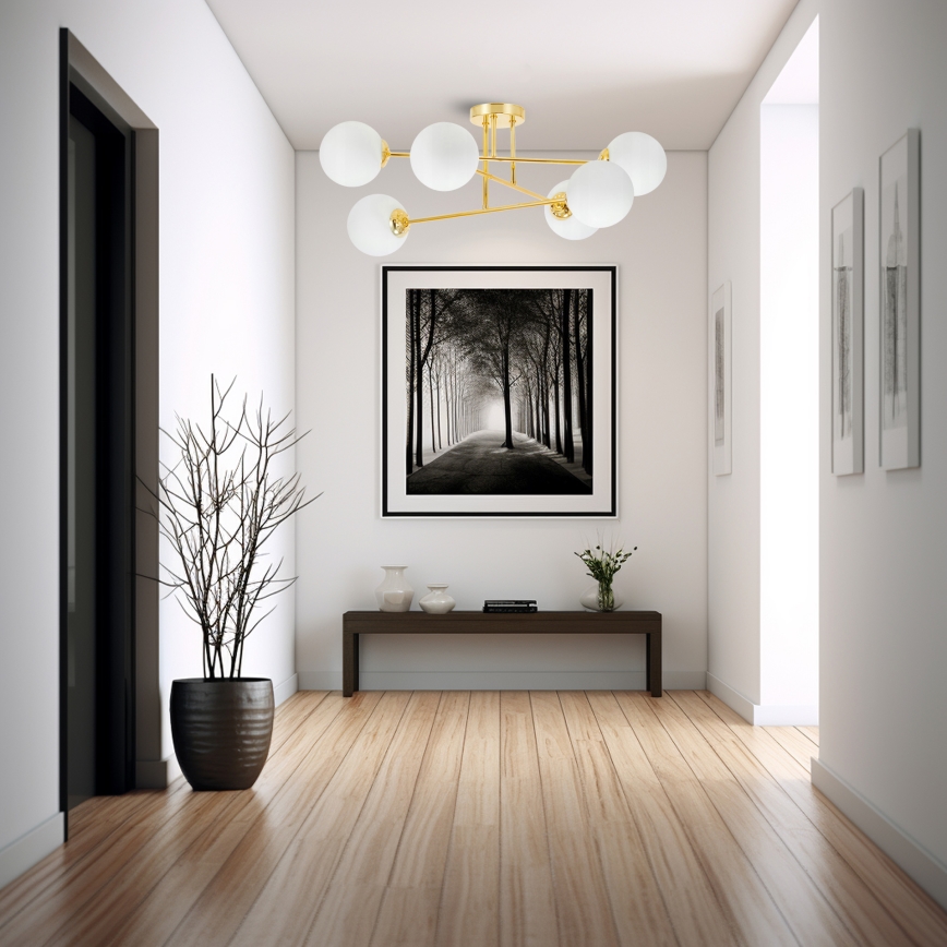 Κρεμαστό φωτιστικό 6xE27/35W/230V διάμετρος 80 cm χρυσό