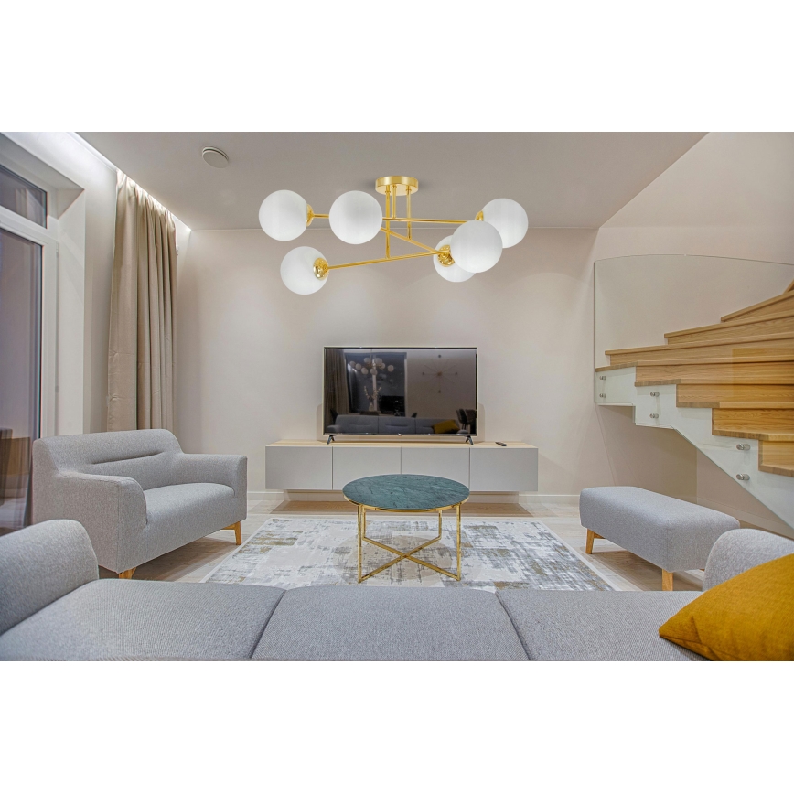Κρεμαστό φωτιστικό 6xE27/35W/230V διάμετρος 80 cm χρυσό