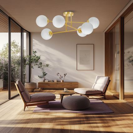 Κρεμαστό φωτιστικό 6xE27/35W/230V διάμετρος 80 cm χρυσό