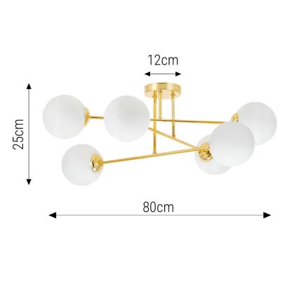 Κρεμαστό φωτιστικό 6xE27/35W/230V διάμετρος 80 cm χρυσό