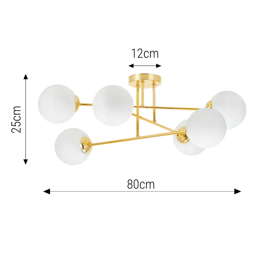 Κρεμαστό φωτιστικό 6xE27/35W/230V διάμετρος 80 cm χρυσό