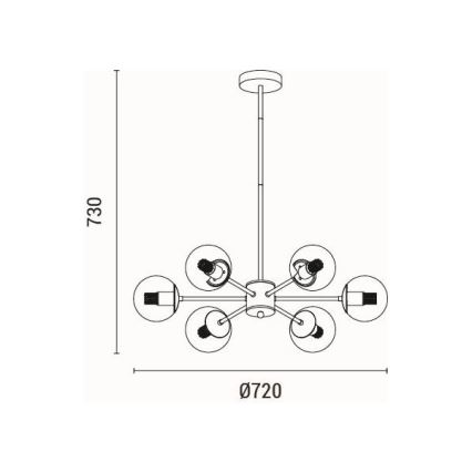 Κρεμαστό φωτιστικό 6xE27/40W/230V ορείχαλκος