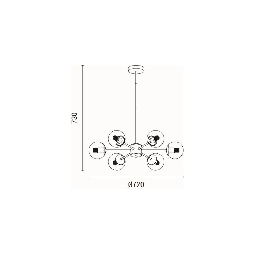 Κρεμαστό φωτιστικό 6xE27/40W/230V ορείχαλκος