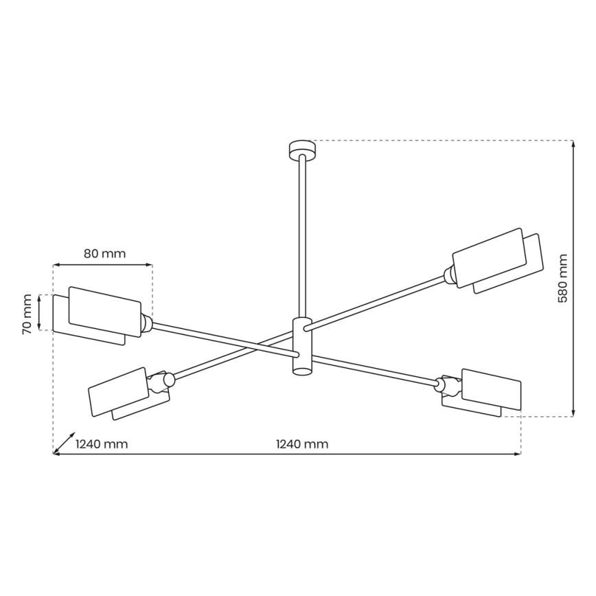 Κρεμαστό φωτιστικό ASTRA 4xE27/60W/230V μαύρο