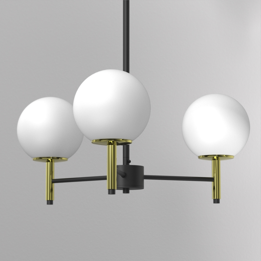 Κρεμαστό φωτιστικό AWINION 3xE27/15W/230V λευκό/χρυσό/μαύρο