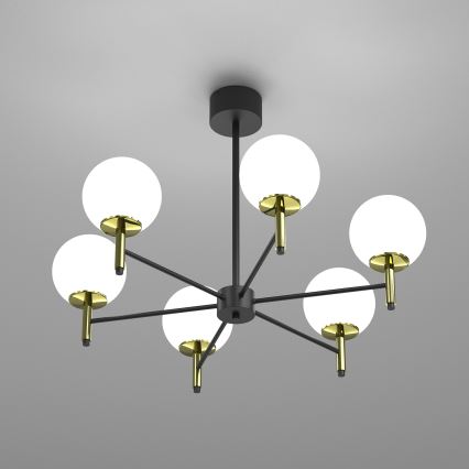 Κρεμαστό φωτιστικό AWINION 6xE27/15W/230V λευκό/χρυσό/μαύρο