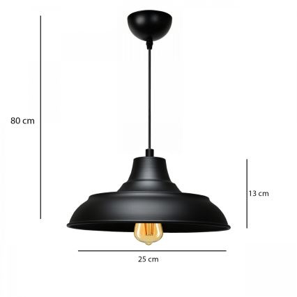Κρεμαστό φωτιστικό AYD 1xE27/40W/230V μαύρο
