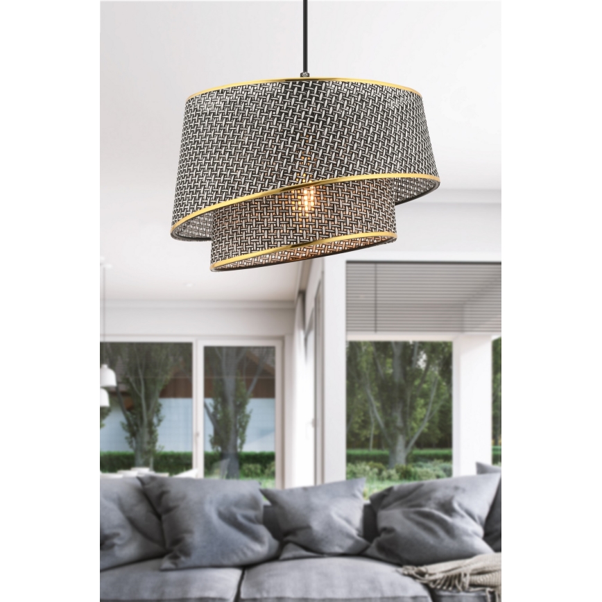 Κρεμαστό φωτιστικό BARETTE με καλώδιο, 1xE27/60W/230V, γκρι/χρυσό