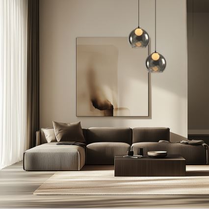 Κρεμαστό φωτιστικό BRIN με καλώδιο 1xG9/15W/230V καπνιστό μαύρο